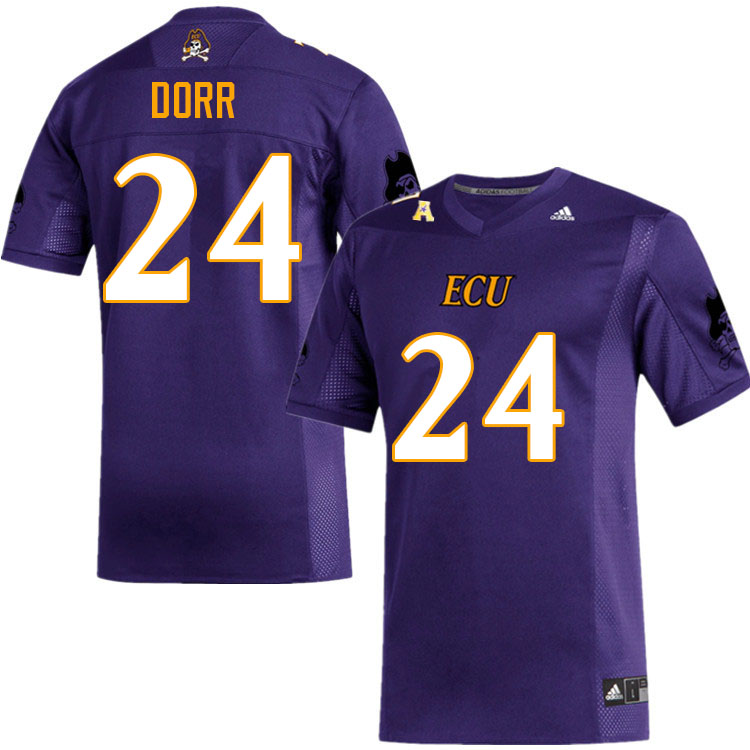 Men #24 Lorenzo Dorr ECU Pirates College Football Jerseys Sale-Purple